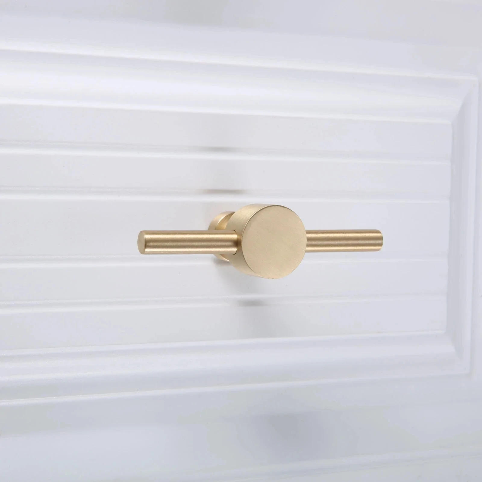 Description Picture 5 of itemSolid Brass Furniture Handle Brushed Gold Cabinet Drawer Pulls Handles T Bar Modern Simple Kitchen Hardware Cupboard Door Knobs