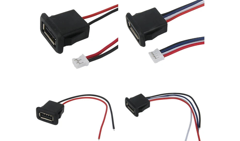 Description Picture 5 of item1-10pcs 2 Pin 4 Pin USB 2.0 Female Power Jack 2P 4P USB 2.0 Charging Port Connector Data Interface with Cable USB Charger Socket