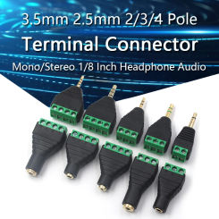 3.5mm 2.5mm 2/3/4 Pole Male Plug / Female Socket To Screw Terminal Connector Mono/Stereo 1/8 Inch Headphone Audio Jack Adapter