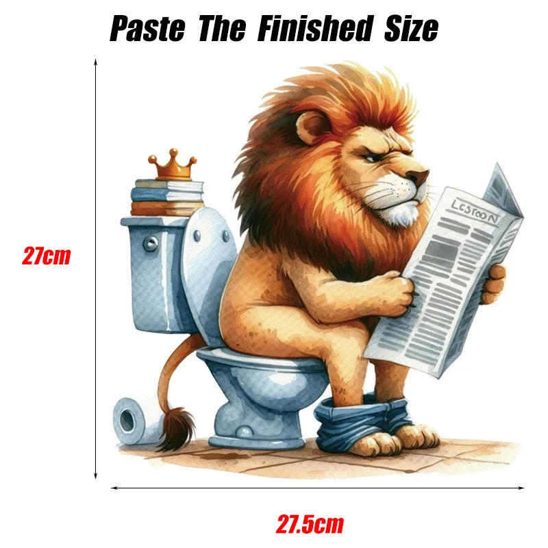 Description Picture 4 of itemCartoon Animals Reading Toilet Stickers Lion Tiger Zebra Chicken Pattern Waterproof Self-adhesive Bathroom Decal Home Decoration