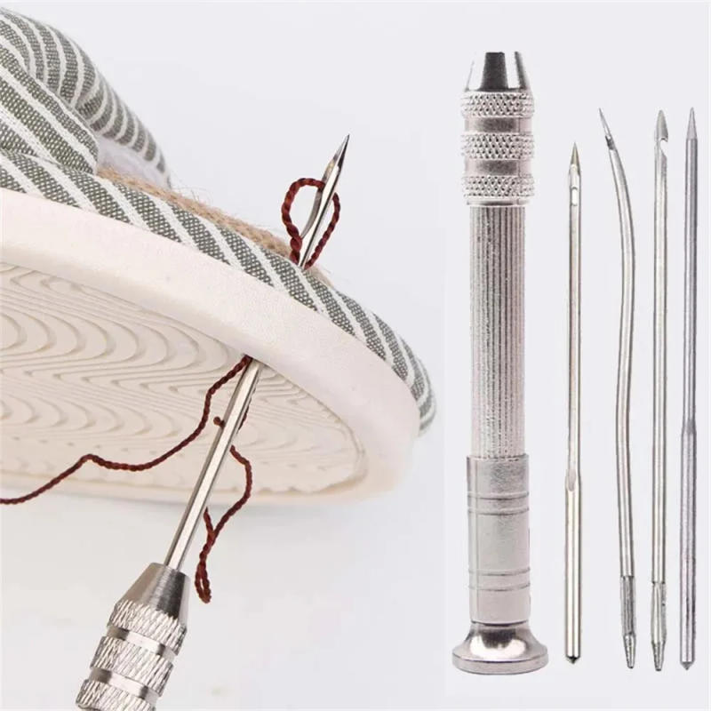 Description Picture 2 of itemLeather Sewing Awl Set Replaceable Multifunctional Shoes Repair Tool Kit Punch Stitching Needles DIY Sewing Leathercraft 5PCS/Se