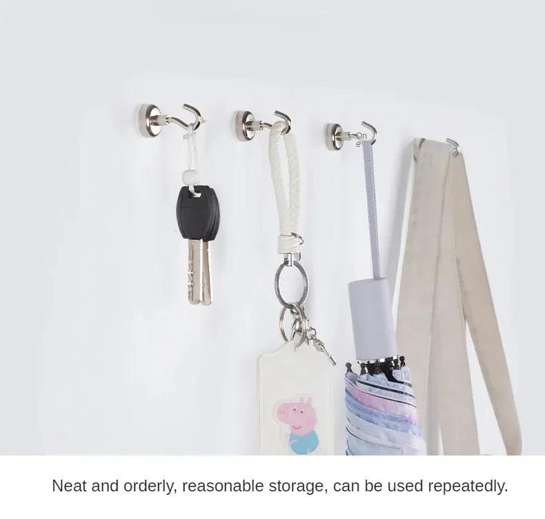 Description Picture 5 of item1-8PCS Strong Neodymium Magnetic Hook Hold Up To 12kg 5Pounds Diameter 20mm Magnets Quick Hook for Home Kitchen Workplace Etc