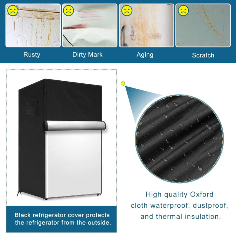 Description Picture 4 of itemUpright Freezer Cover 22''L x 23''W x 34''H,  Oxford mini fridge cover Protection for Outdoor Refrigerator Waterproof, Dustproof