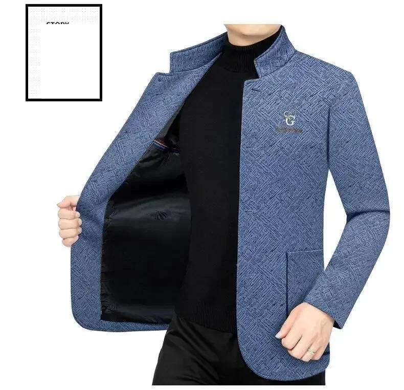 Description Picture 5 of itemMen Stand-up Collar Business Blazers Jackets Man Casual Suits Coats High Quality Men Blazers Jackets New Spring Autumn Coats 4XL