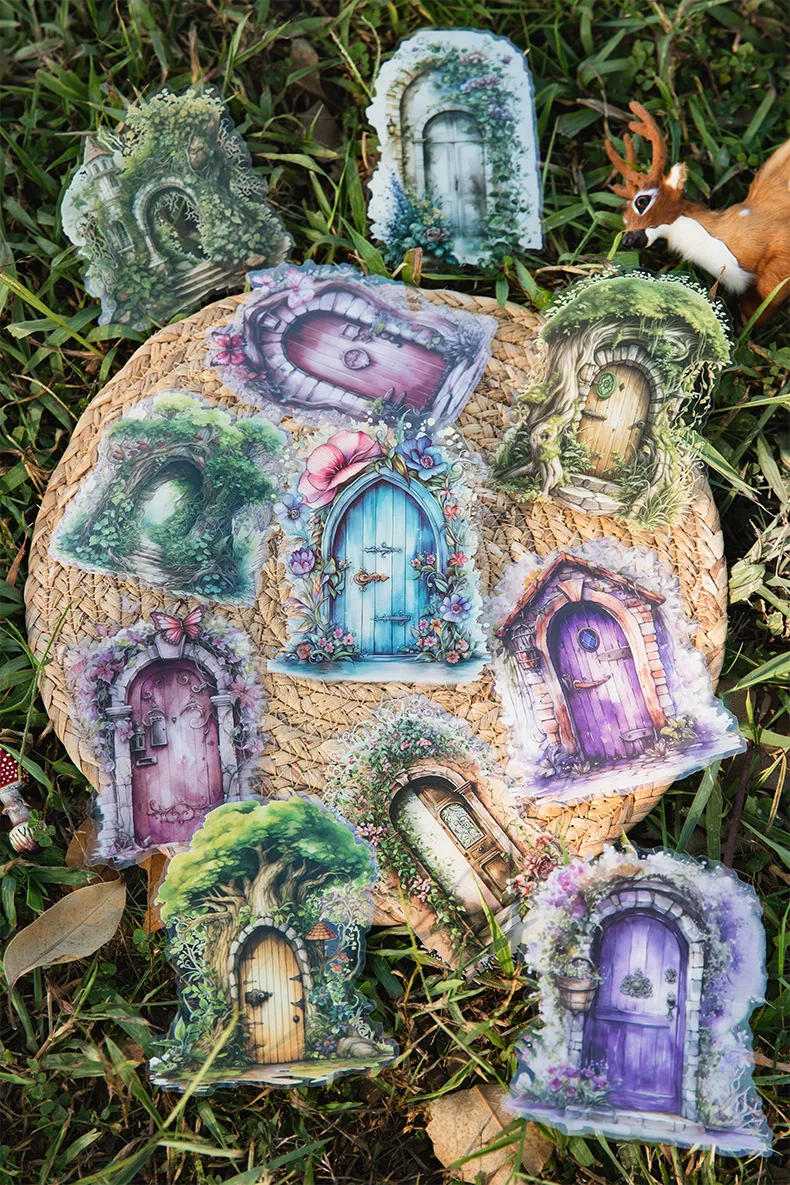 Description Picture 6 of item5 Sheets Dreamland Wooden Door Journal Decorative Stickers Scrapbook DIY Album Label Collage Aesthetic Stationery Craft Supplies