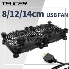 Teucer USB Powered Computer PC Case Fan 120mm 5V Silent Chassis Cooler for Router TV Cat Cooling Screws Protective Net 8/12/14cm