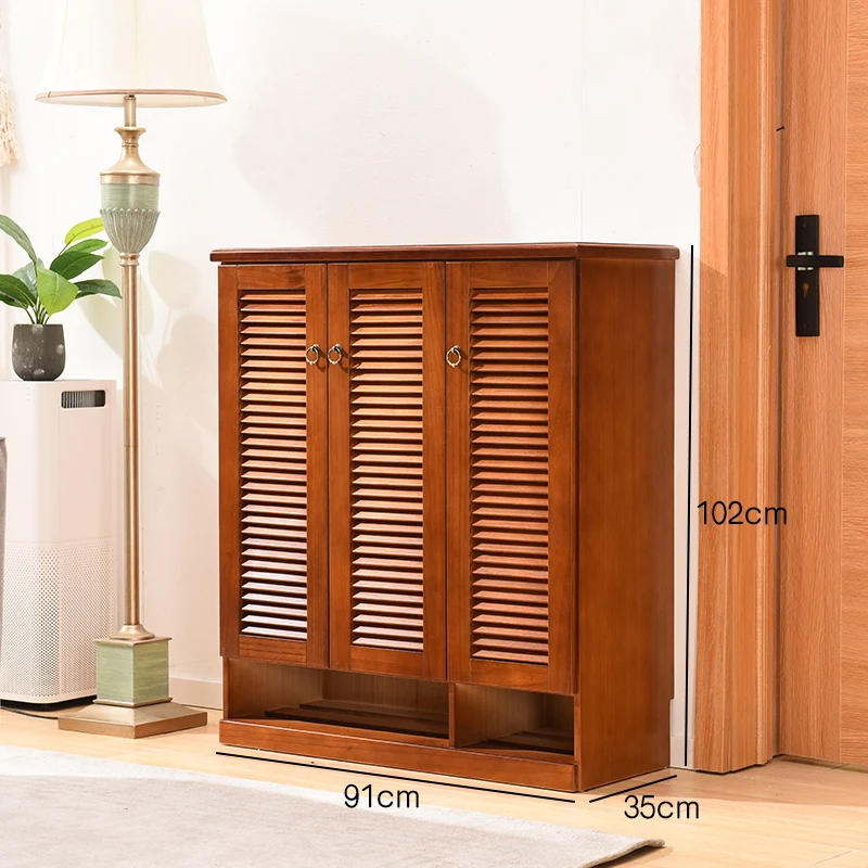 Description Picture 2 of itemSolid wood S50 large capacity storage breathable entrance hall storage simple double door pure log shoe cabinet