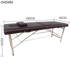 Foldable Portable Home Stainless Steel PVC Leather Salon Furniture Beauty Spa Tattoo Massage Table Bed With Terrace Patio Facial