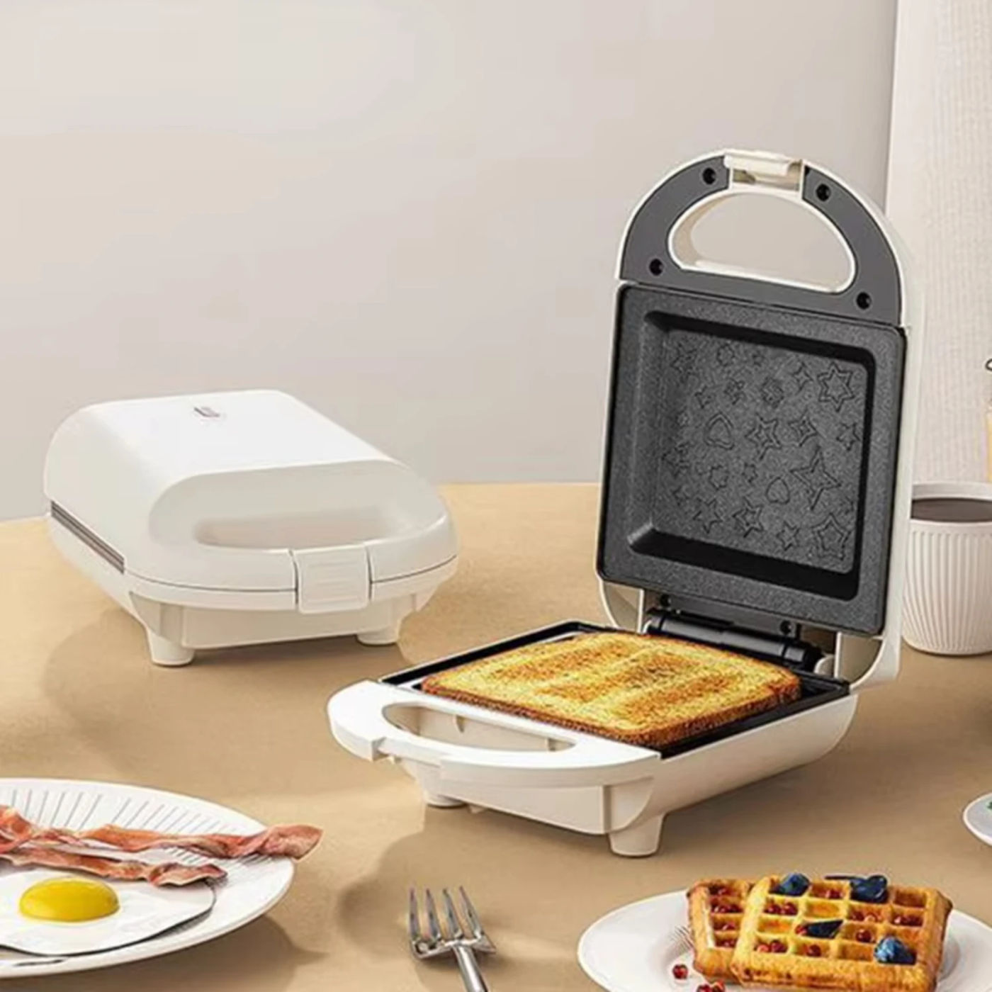 Description Picture 5 of itemMini Bread Sandwich Maker Waffle Muffin Breakfast Machine Egg Omelette Pan Grill Panini Oven Heater