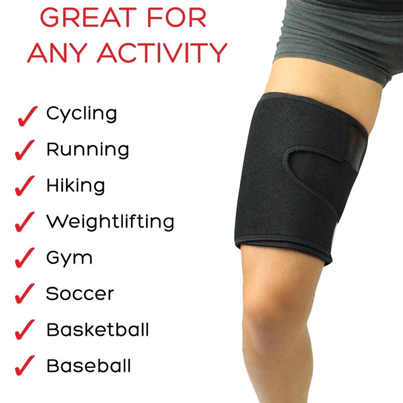 Description Picture 3 of item1 PCS Sports Thigh Support Leg Brace Adjustable Compression Thigh Sleeve for Sore Hamstring, Groin & Quad Support Women and Men