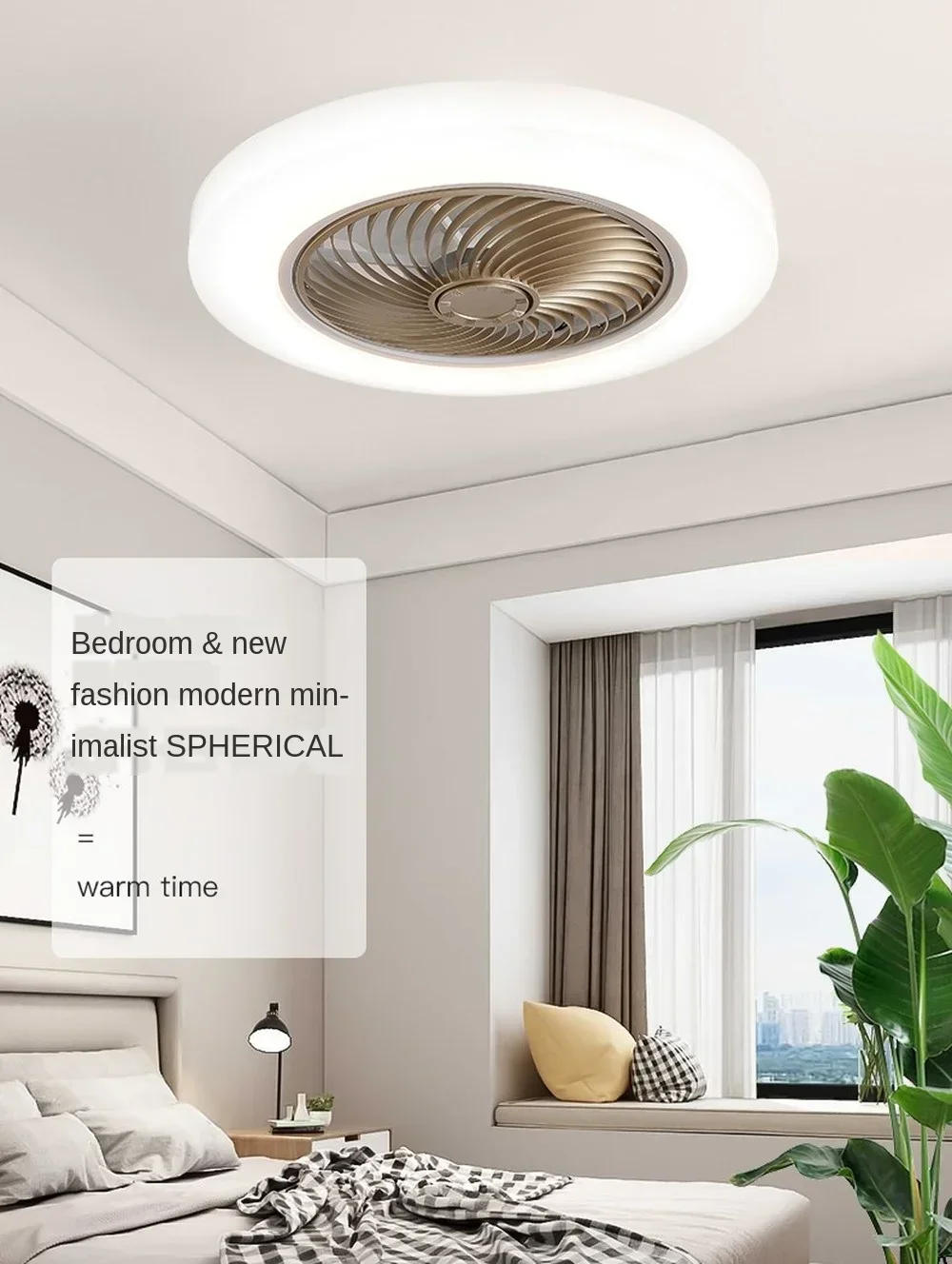 Description Picture 3 of itemNordic LED intelligent ceiling fan with light remote control invisible blade extendable silent bedroom decoration fan light