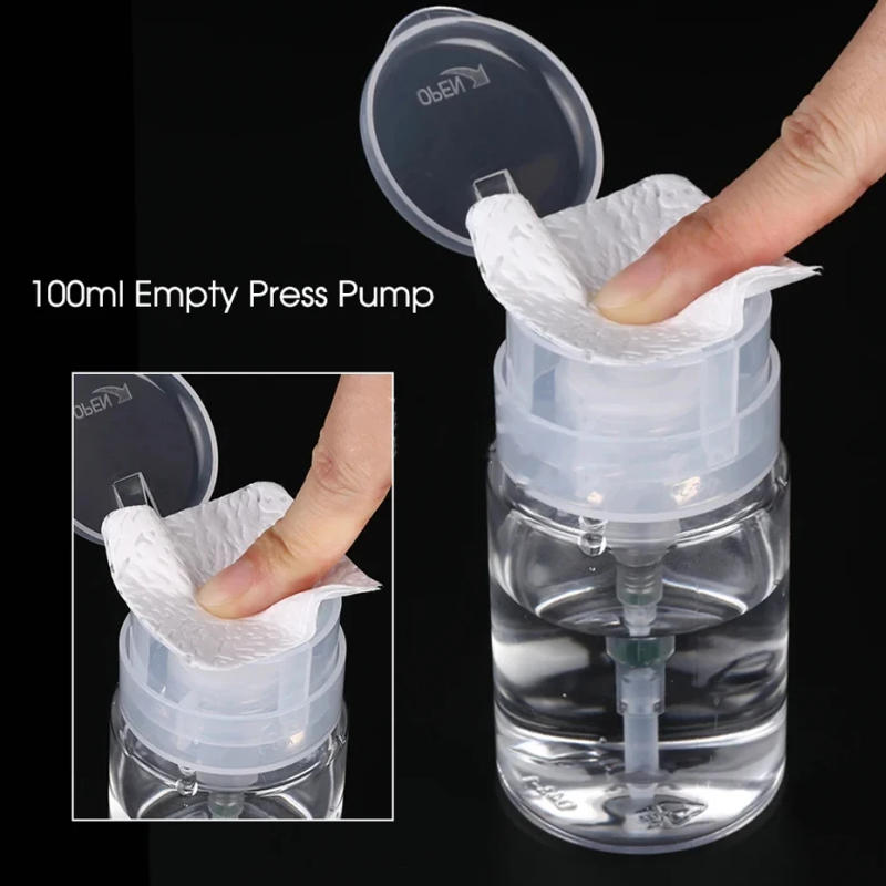 Description Picture 3 of item100 ml Nail Storage Refillable Bottles Empty Liquid Press Pump Dispenser Nail Art Polish Remover Cleaner Makeup Manicure Tools