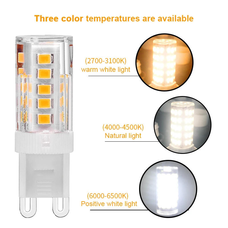 Description Picture 2 of itemBrightest G9 LED Lamp AC 220V 3W Ceramic SMD2835 LED Bulb 360 Beam Angle Chandelier Light Spotlight Replace Halogen Lights