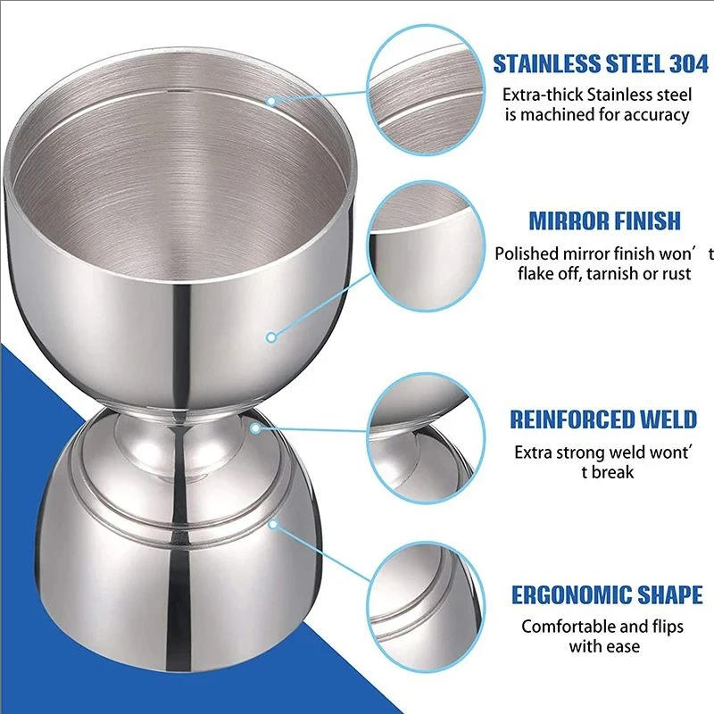 Description Picture 4 of itemNew Bar Bell Jigger 2oz 1oz Cocktail Jigger Measuring Jigger for Bartending Shot Pourer Double Jigger tools shaker Cup