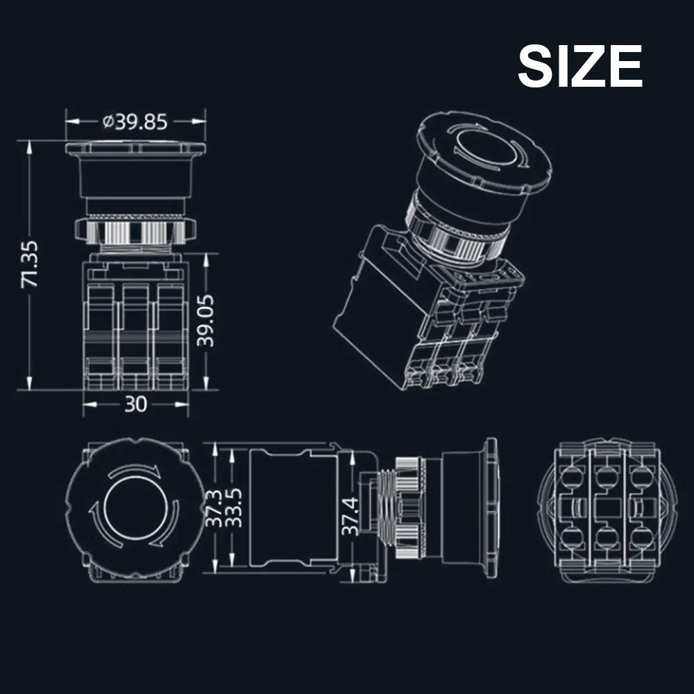 Description Picture 5 of item22mm Mushroom Emergency Stop Button Switch with Light Emergency Stop Power Switch Control Electrical Starter Switch 220V 10A NC