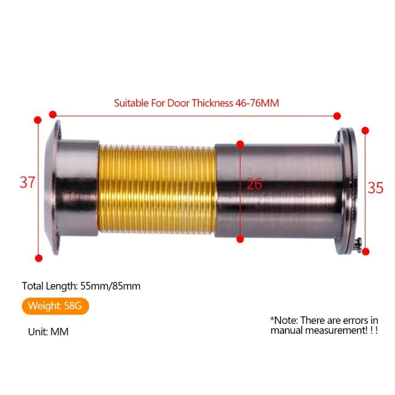 Description Picture 4 of itemDoor Viewer 26mm 220-degree Peephole Zinc Alloy Adjustable Anti-Theft Eye Security Wide Viewing Angle with Duty Privacy Cover