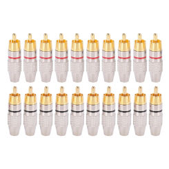20 Pcs RCA Plug Audio Video Locking Cable Connector Gold Plated