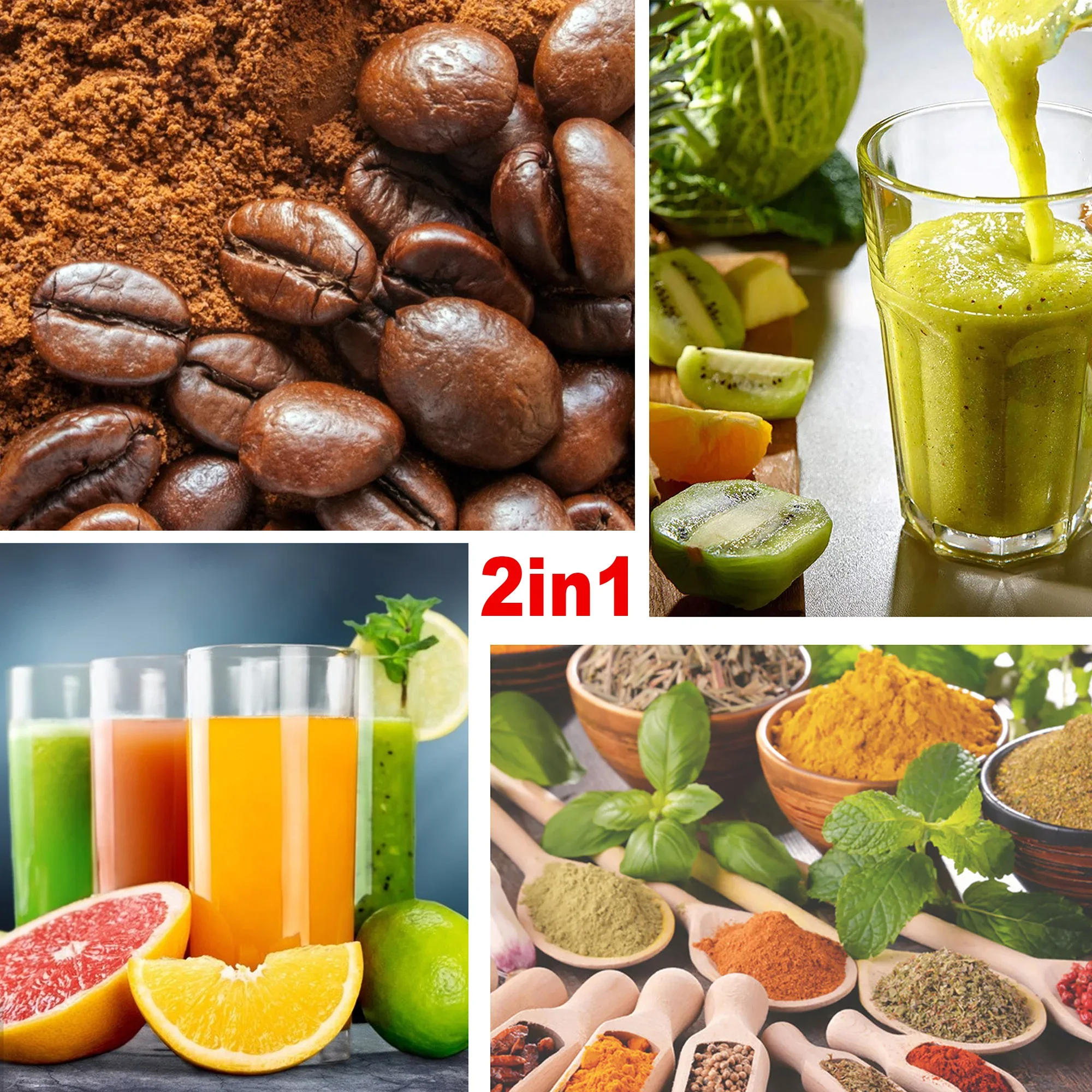 Description Picture 6 of item2 in 1 Blender Grinder Personal Mixer for Shakes and Ice Smoothies Juicer Fruit Food Processor Ice Stainless Steel Sonifer