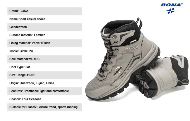 Description Picture 5 of itemBONA New Designers Nubuck Winter Warm Plush Outdoor Snow Boots Men Work Casual Shoes Man Non-slip Hiking Shoes Mansculino