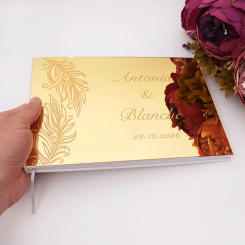 Different Styles Personalized Unique Wedding Signature Guest Book Acrylic Mirror Cover Horizontal Book For Party Decoration