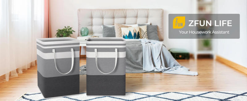 Description Picture 2 of itemLarge Laundry Basket 100L Waterproof,Collapsible Tall Clothes Hamper with Extended Handles for Clothes Toys in the Dorm,Family