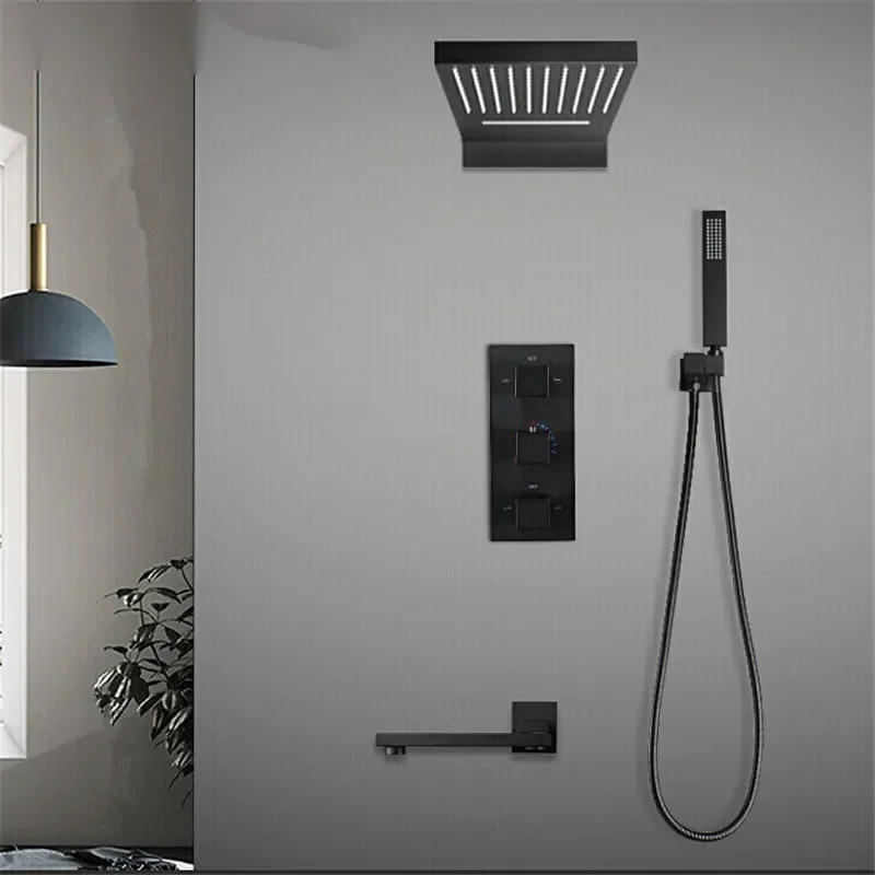 Description Picture 5 of itemBrushed Gold Thermostatic Bathroom Shower Faucet In Wall Bath and  Set  Mixer Bath and Rainfall Shower