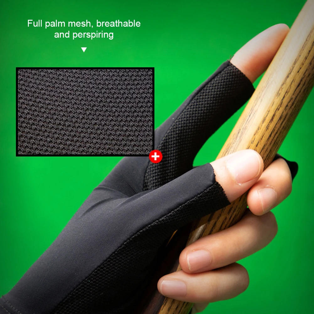 Description Picture 6 of itemBilliards Glove Left Hand Three Finger Snooker Billiard Glove Non Slip Stickers Elastic Billiard Training Gloves Accessories