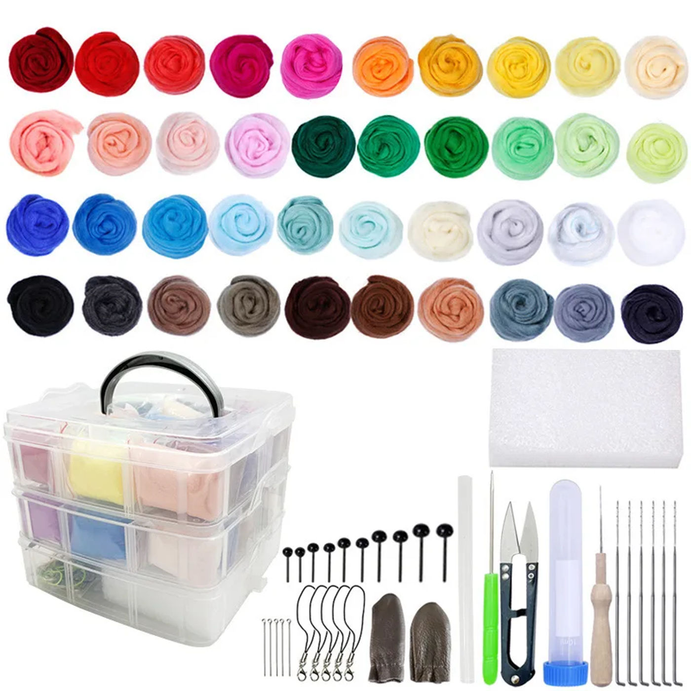 Description Picture 2 of item40 Color Needle Felting Kit Wool Felting Tools Handmade Felt Needle Set Wool Felting Fabric Materials Accessories