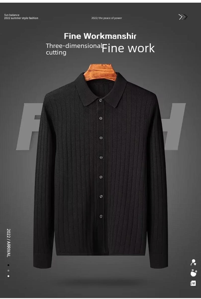 Description Picture 3 of item2023 Autumn/winter Men's Casual Knitted Cardigan Korean Style Slim Fit Smooths Silhouette Trendy Versatile Wool Sweater Jacket