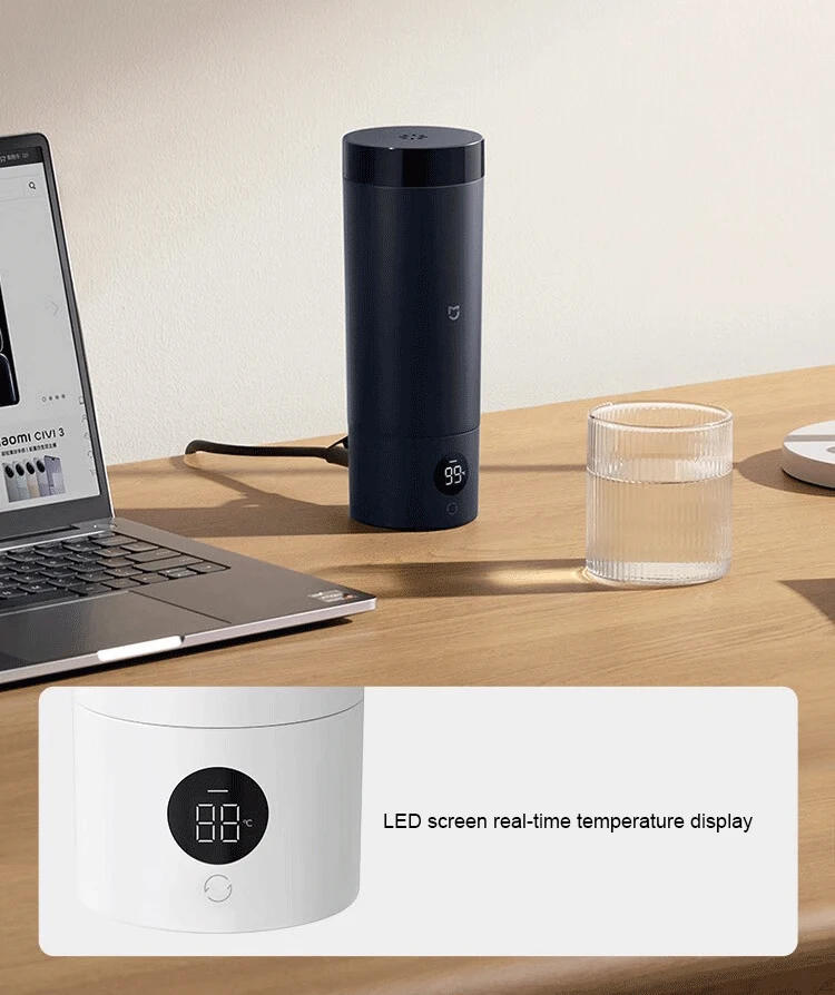 Description Picture 5 of item2023 NEW Iconic Brand Mijia Portable Electric Kettle 2 Thermos Cup Fast Water Boiler 350ml Smart Temperature Insulated Kettle Travel