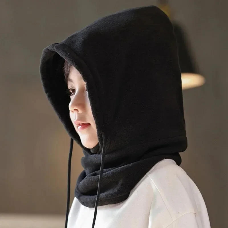 Description Picture 6 of itemOutdoor Winter Fleece Kids Balaclava Hat Windproof Cycling Cap for Children Boy Girl Solid Color Thick Warm Hooded Beanie Scarf