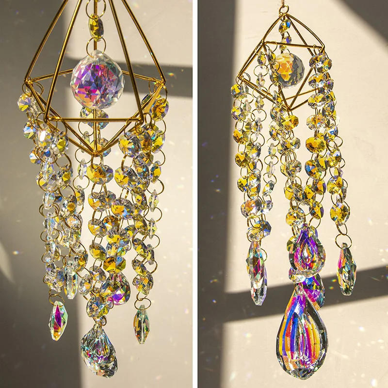 Description Picture 4 of item50CM Crystal Suncatcher Hanging Wind Chime Garden Prismas Decorations Balconies Sun Catcher To Hang Rainbow Maker Glass Prisms