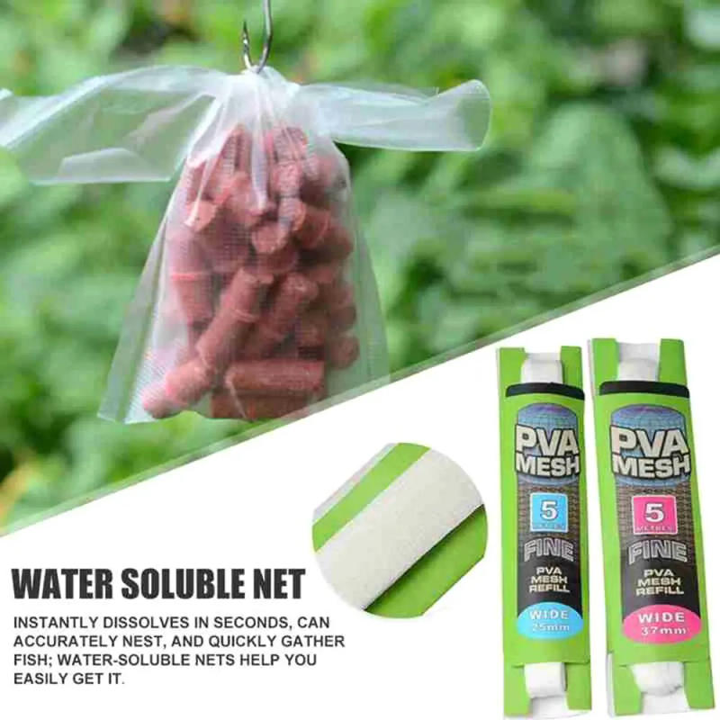 Description Picture 5 of item5M/20M Soluble PVA Mesh Bag Refill Carp Feeder Fishing Lures Refill Rig Hook Bait Wrap Bags 25mm 37mm 44mm Fishing Accessories