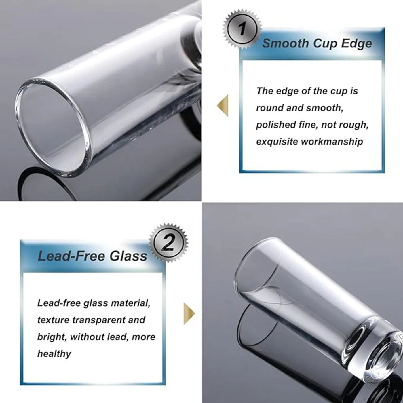 Description Picture 3 of item12 Pack Clear Heavy Base Shot Glasses, 2 oz Tall Glass Set for Whiskey, Tequila, Vodka