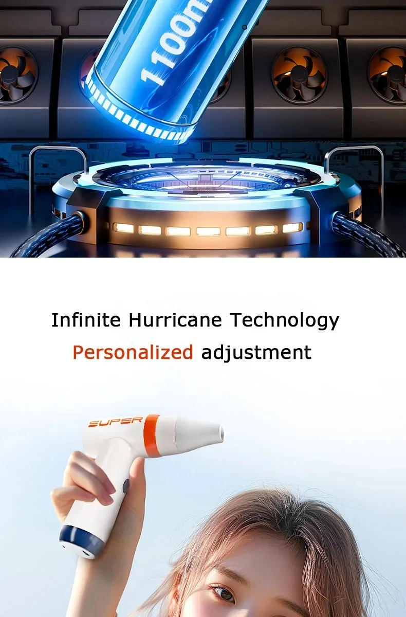 Description Picture 6 of itemWireless Handheld Power Fan Mini Hair Dryer USB Charging Portable Hair Dryer Household Appliance Dusting Outdoor Inflatable