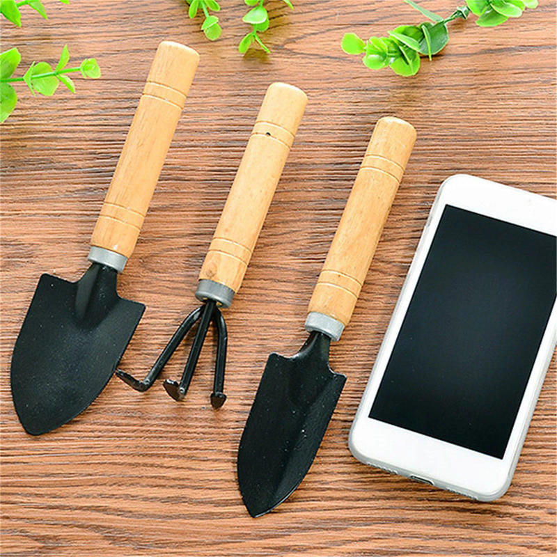Description Picture 2 of item3 Piece Set Mini Gardening Potting Tools Wooden Handle Shovel Rake Shovel Multifunctional Household Plant Bonsai