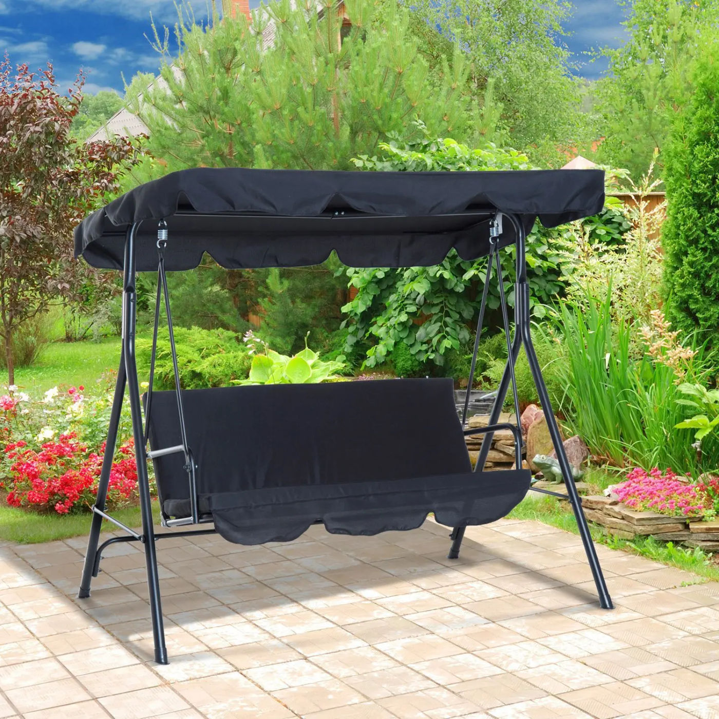 Description Picture 2 of item2-Piece Terrace Swing Chair Top Rain Cover Rain Pleated Park Rain Cover Outdoor Dust Cover Waterproof Swing Seat 142x120x18cm