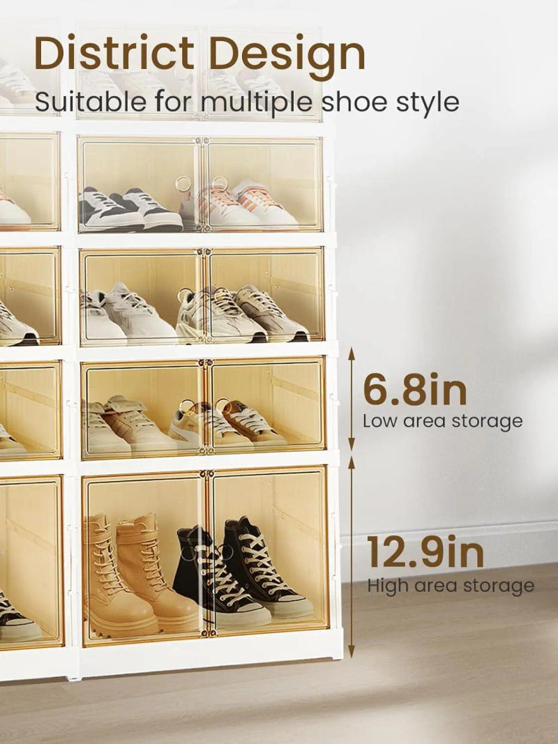 Description Picture 5 of item6 Tiers Foldable Shoe Rack Organizer, 24 Pairs Shelf Shoe Box for Entryway, Free Standing Shoe Shelf Cabinet with Lid Assembly