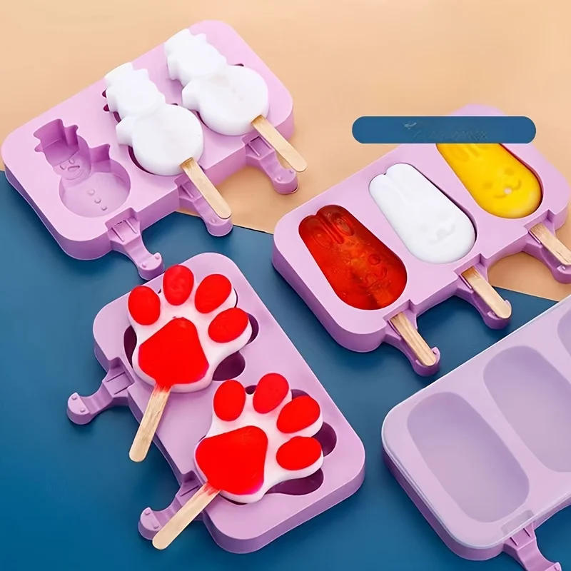 Description Picture 4 of item"Non-Toxic" ' Silicone Ice Cream Mold - 3-Cavity Popsicle & Treat Maker, Bpa-Free