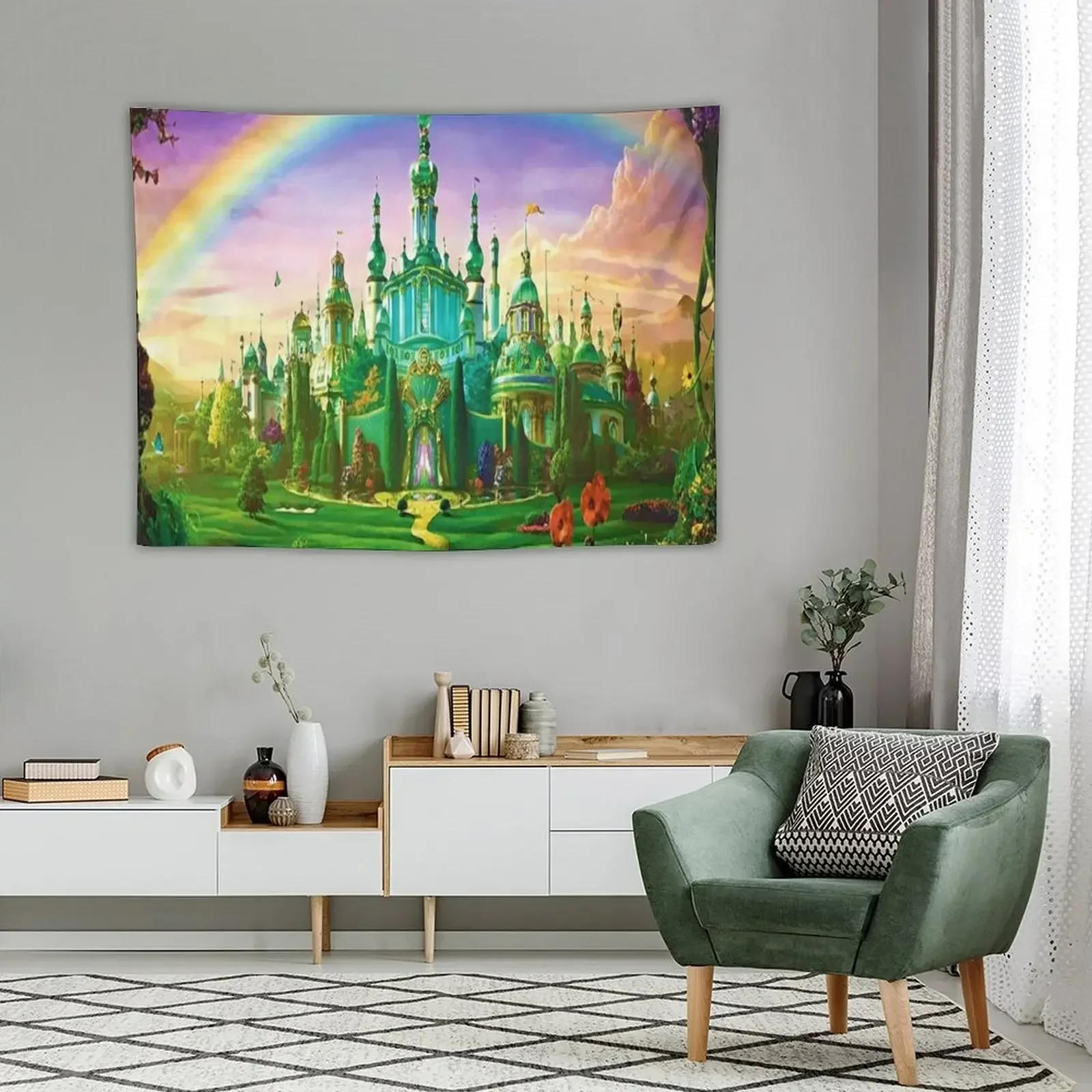 Description Picture 5 of itememerald city wizard oz print digital art edit mysticladyartmask Tapestry Room Decorations Aesthetics Tapestry