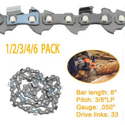 Garden Logging Wood Cutting Tool 8Inch Pole Saw Chain Chainsaw 3/8" LP .050" Gauge 33DL Semi Chisel Electric Chainsaw Spare Part