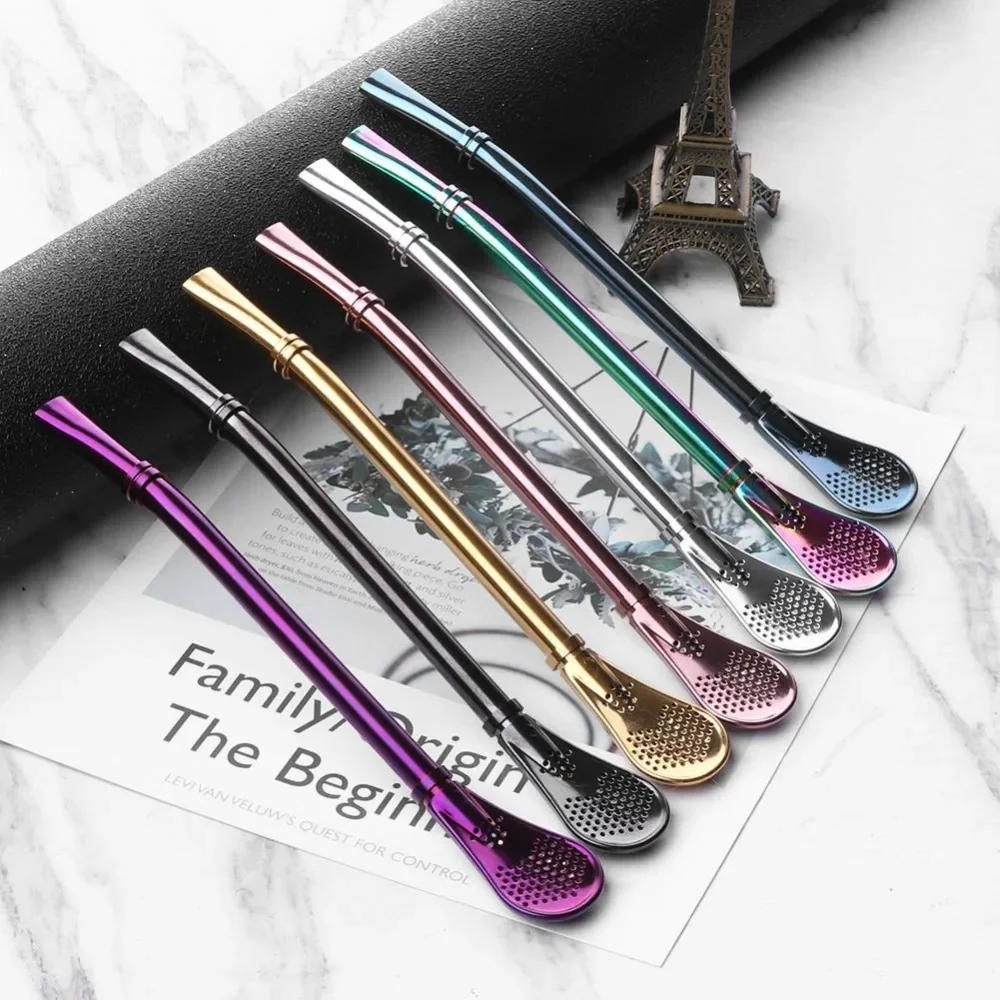 Description Picture 4 of itemStainless Steel Drinking Straw Tea Filter Handmade Yerba Mate Tea Strainer Gourd Washable Drinking Straws Tea Tool