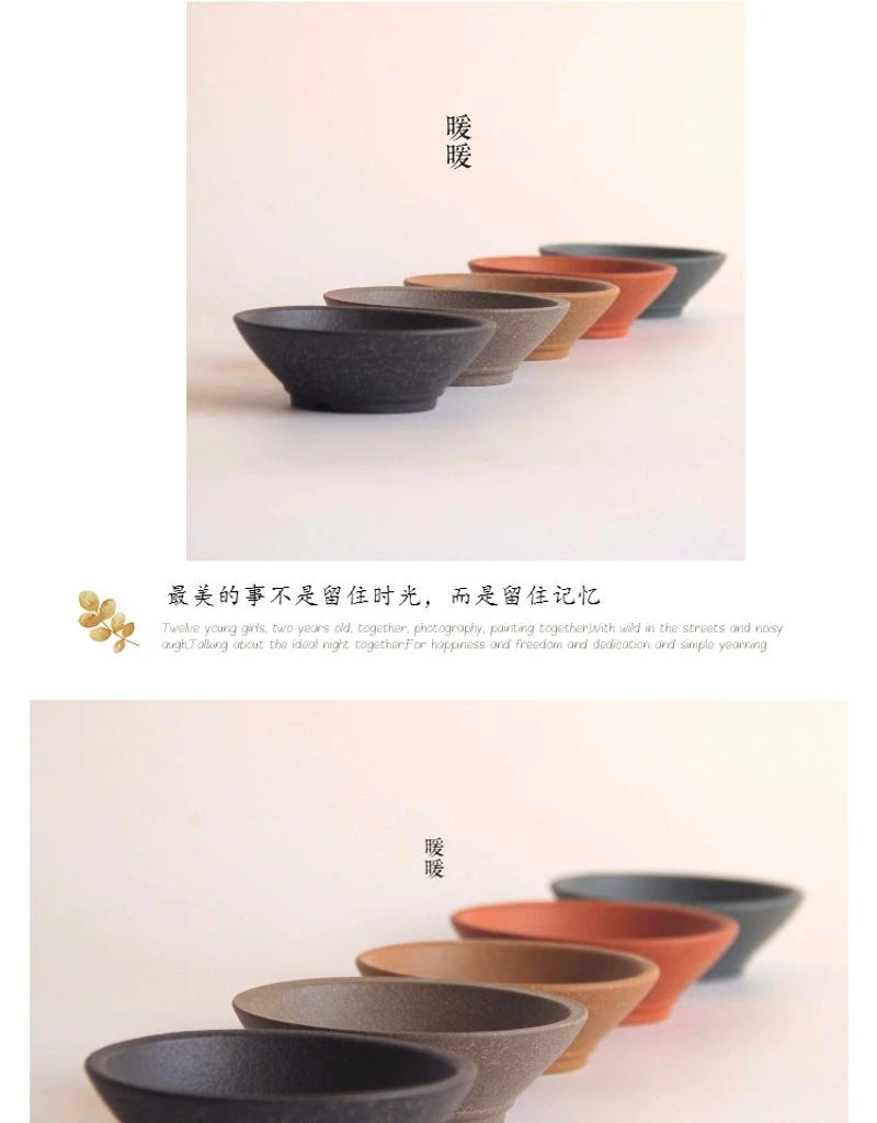 Description Picture 3 of itemCeramic Circle Bonsai Pot Purple Sand Nature Color Tradition Chinese Hat Shape Dormitory Garden Home Table Decoration