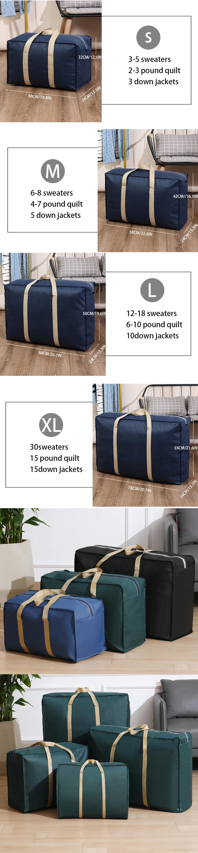 Description Picture 4 of itemFoldable Large Capacity Moving bag, Space Saving, Dust-Proof and Removable, Quilt Storage , moisture-proof non-woven bag