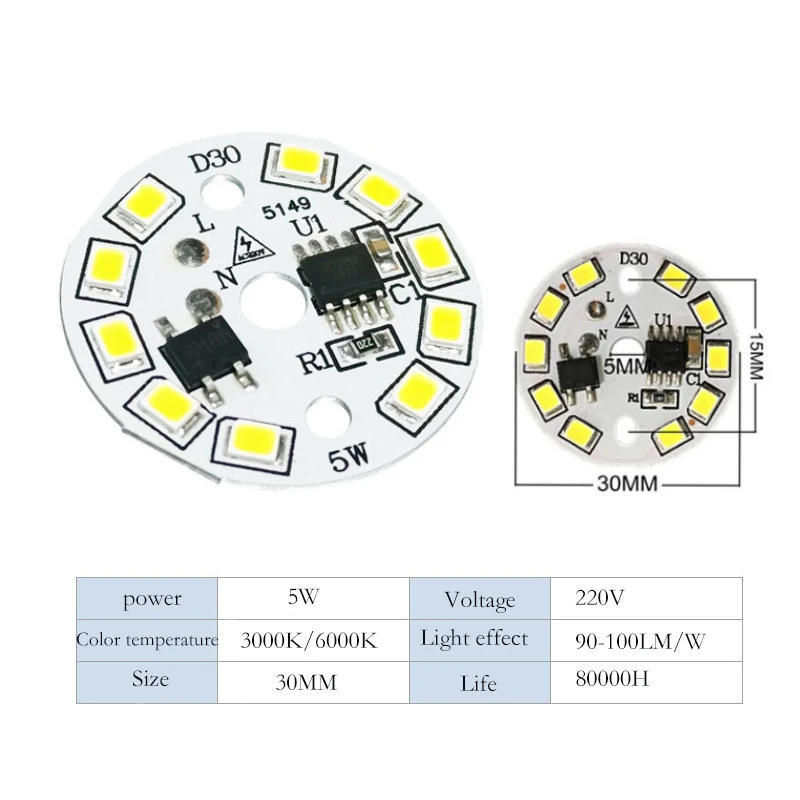 Description Picture 5 of itemLED COB Lights Driver-free Chip 3W 5W 7W 12W AC220V No Need Driver LED Beads DIY Spotlight Flood Light Down Lamp