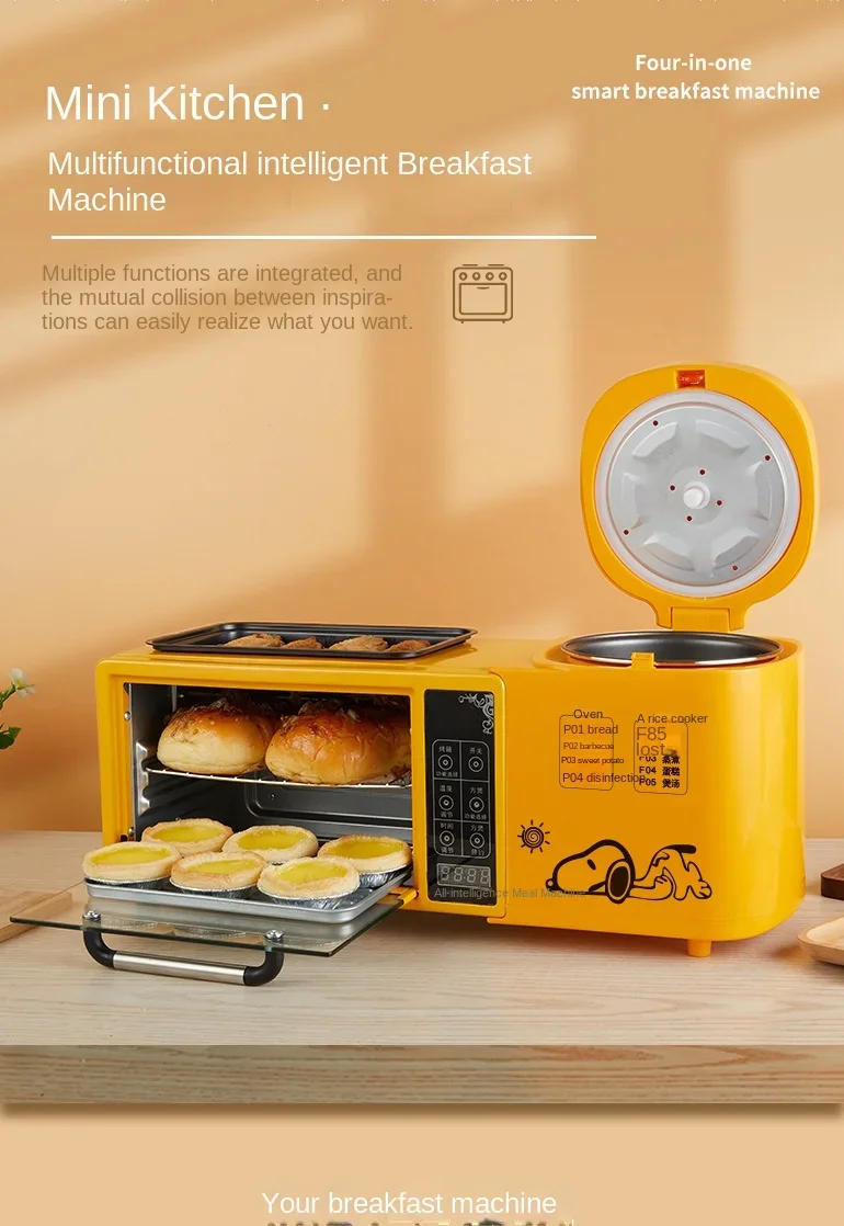 Description Picture 2 of item220V Portable Multifunction Breakfast Maker: Oven, Rice Cooker, Toaster Oven, Sandwich Maker and Hot Pot