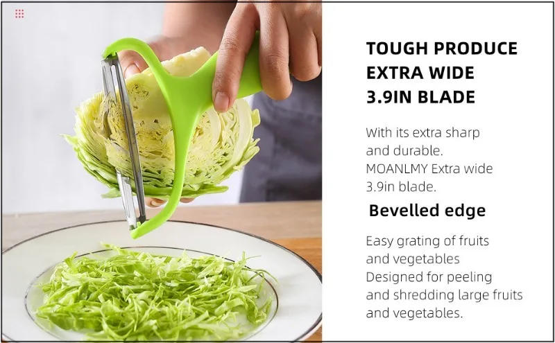 Description Picture 3 of itemWide Mouth Peeler Vegetables Fruit Stainless Steel Knife Cabbage Graters Salad Potato Slicer Kitchen Accessories Cooking Tools