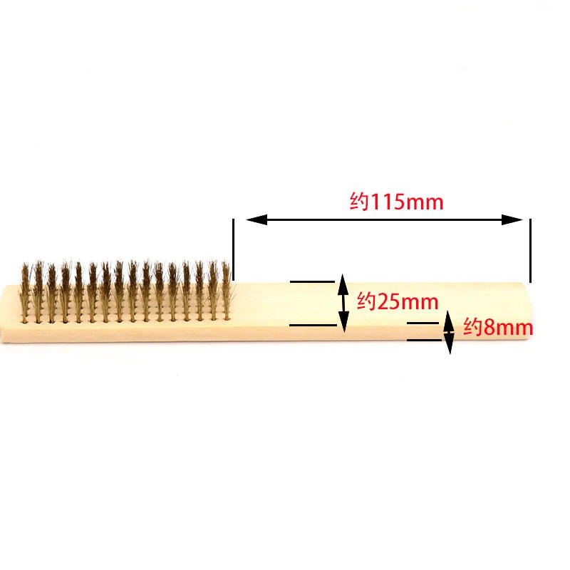 Description Picture 5 of item1pcs Wood Handle Brass Wire Copper Brush for Industrial Devices Surface/Inner Polishing Grinding Cleaning 6x16 Row Brushes