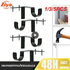 1/3/5PCS New Curtain Rod Bracket Hang Curtain Rod Holders Tap Right Into Window Frame Double Curtain Rod Bracket Hardware