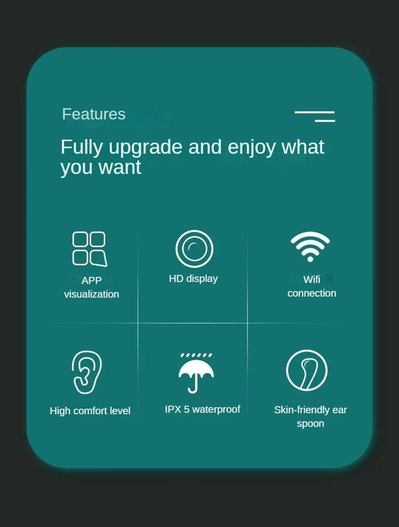 Description Picture 4 of itemWireless Wi-fi Visual Ear Cleaner Otoscope Ear Wax Ear with 1296P HD Cleaning Kit Removal Sticks Endoscope Camera Tool Kit